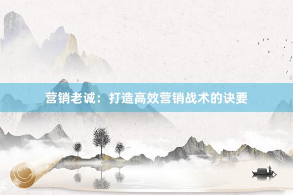 营销老诚：打造高效营销战术的诀要